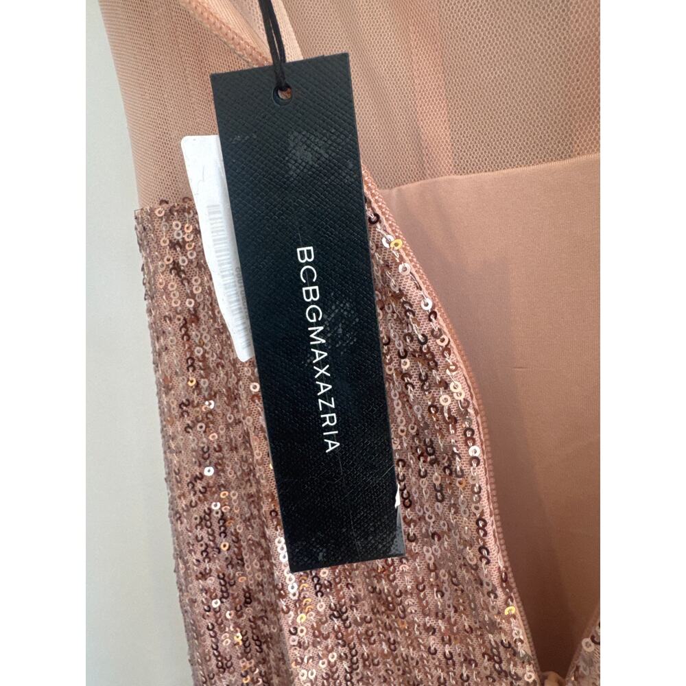 BCBGMAXAZRIA Women's Rosegold Long Sequin Evening Gown Sleeveless Size XXS NWT - Picture 7 of 7